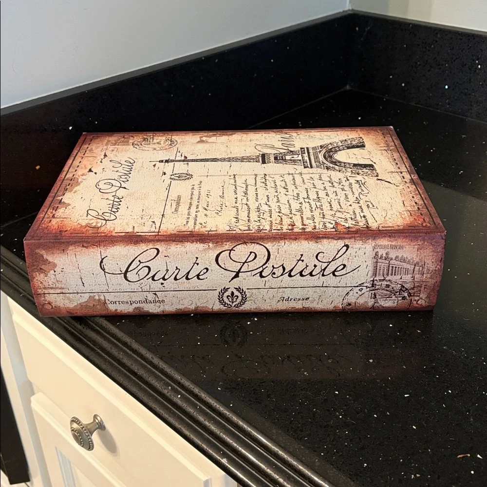 Vintage Inspired Faux Book Storage Riser Paris World Map Shabby Chic Cottagecore - Picture 4 of 13